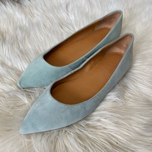 J. Crew Pointed-toe Blue Suede Flats